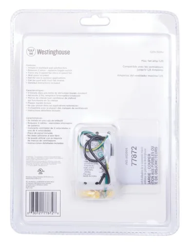 Vista 4 de Westinghouse 7787200 ventilador de techo con mando de pared, Blanco, 7787200, 120 volts