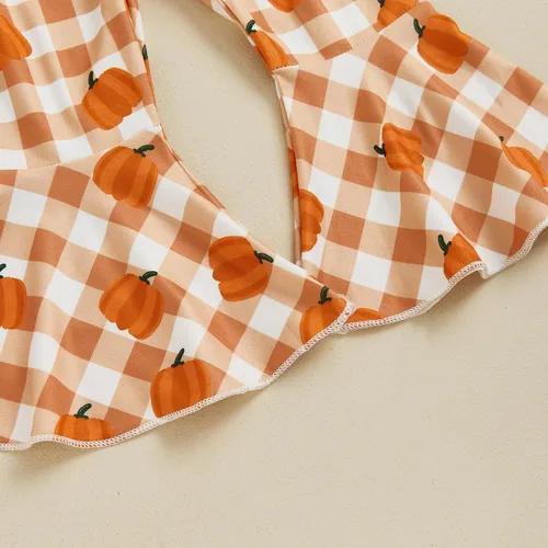 Vista 53 de Traje de Halloween para bebé niña, manga larga, cuello redondo, letras de fantasma, parte superior con estampado de fantasma, parte inferior