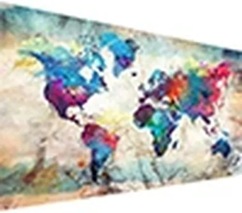 Vista 8 de YALKIN Kits de pintura de diamantes para adultos, pintura de diamantes 5D grande para bricolaje, mapa del mundo (31.5 x 15.7 pulgadas), pintura por