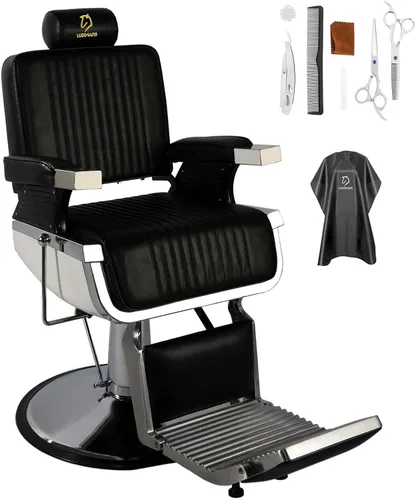 Vista 14 de Silla de peluquería hidráulica reclinable silla de peluquería sillas de peluquería silla de pelo 360 grados giratoria sillas de peluquería para Negro