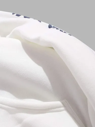 Vista 5 de ZAFUL Sudadera con capucha de forro polar unisex con estampado de letras rosas y bolsillo de canguro para hombre