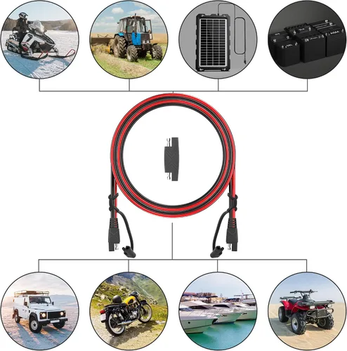 Vista 6 de POWISER - Cable de extensión SAE a SAE de 3 pies, conector de desconexión rápida 16 AWG, para panel solar automotriz, enchufe SAE (3 pies (16 AWG))