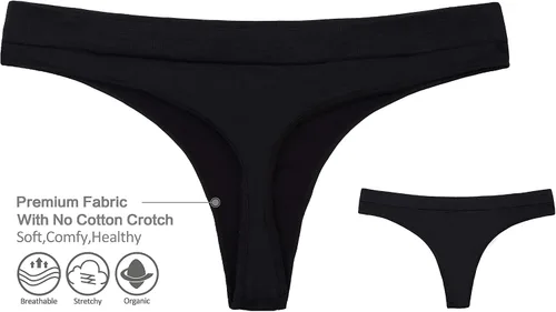 Vista 4 de Nowketon - Tanga para mujer sin costuras no se transparenta ropa interior de nailon elástico y elastano
