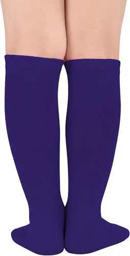 Vista 3 de American Trends Calcetines deportivos para niños y niñas, a rayas, hasta la rodilla, para fútbol, béisbol, sóftbol, para niñas pequeñas