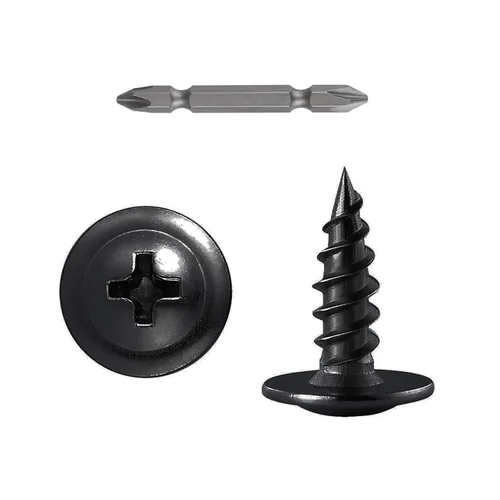 Vista 20 de Tornillos WenSilon #4×1" de cabeza de armadura Phillips para madera con galvanizado negro, autorroscantes para metal rápido.