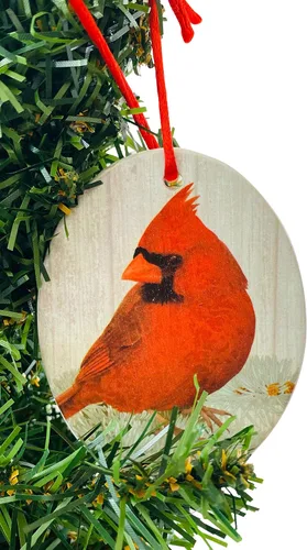 Vista 2 de Adorno cardenal con historia de leyenda para árbol de Navidad