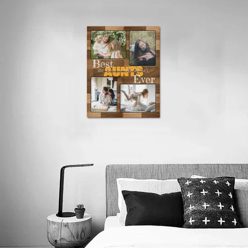 Vista 3 de SHIYEL - Impresiones personalizadas en lienzo con foto, regalos de cumpleaños personalizables para tía de sobrina o sobrino, crea un lienzo de pared