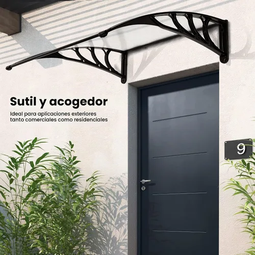 Vista 2 de VivoHome Toldo de policarbonato transparente para puerta o ventana con soporte negro, 40 pulgadas x 40 pulgadas
