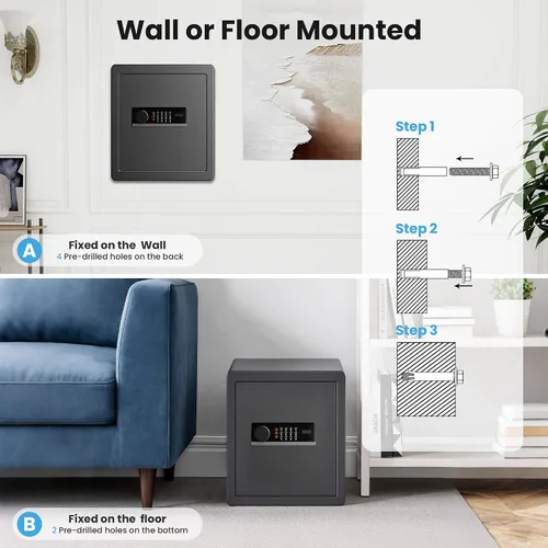 Vista 8 de Locksworth Caja de seguridad electrónica antirrobo de 2.0 pies cúbicos, con bolsa impermeable ignífuga para objetos de valor de dinero, caja