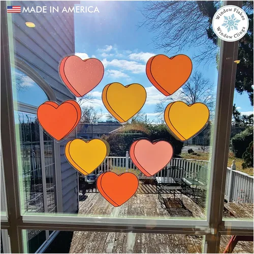 Vista 6 de 22 calcomanías retro de los años 50 con forma de corazón para ventana, calcomanías de vinilo reutilizables de doble cara para el día de San