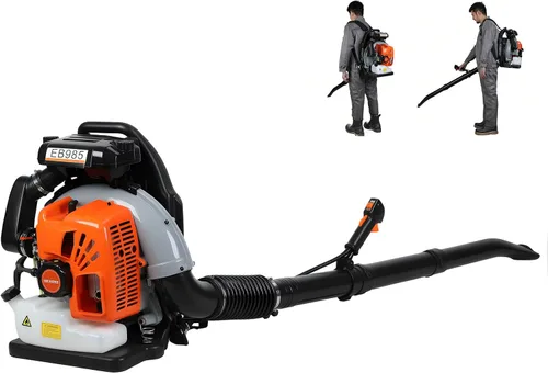 Vista 11 de Soplador de hojas de mochila de 2 tiempos de 52 cc, soplador de hojas a gas de 550 CFM, soplador de polvo inalámbrico, limpiador refrigerado por