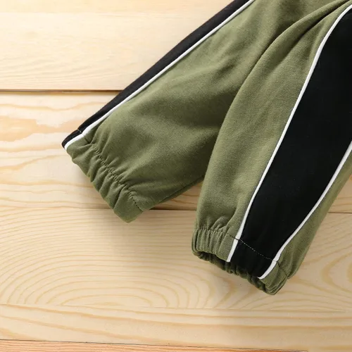 Vista 7 de itkidboy Conjunto de 2 piezas de ropa de bebé niño con capucha y sudadera con bloques de color + pantalones