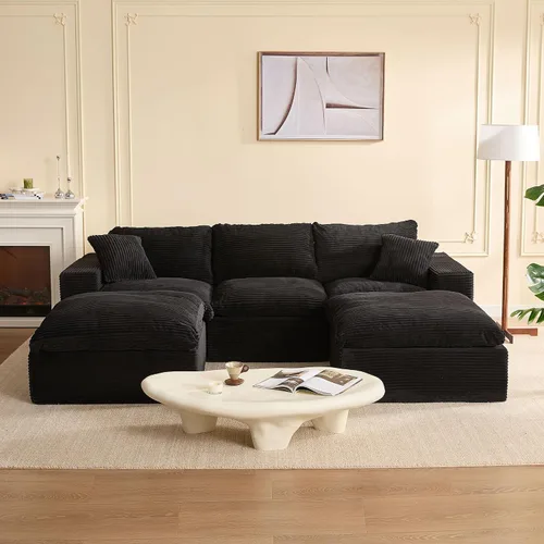 Vista 10 de Sofás seccionales de 106.3 pulgadas para sala de estar, sofá en nube, sofá modular seccional, sofá convertible, sofá de asiento profundo, juego