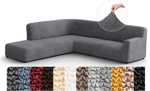 Vista 15 de PAULATO BY GA.I.CO. Funda de sofá modular, funda para sofá chaise longue en forma de L, fundas lavables para sofá esquinero, funda elástica de Gris