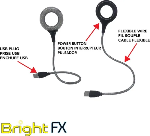 Vista 3 de The Beadsmith Bright FX - Luz LED USB, 18 luces LED para un brillo máximo, cable de metal flexible para múltiples posiciones, interruptor