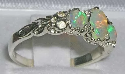 Vista 3 de LetsBuyGold Anillo de plata de ley 925 con ópalo auténtico para mujer