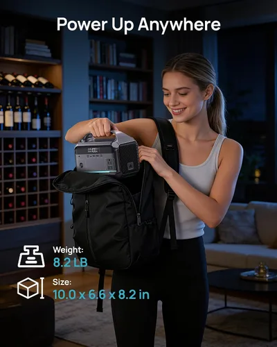 Vista 6 de Estación de energía portátil de 90,000mAh, batería de respaldo LiFePO4 de 288Wh con 2× salidas de CA de onda sinusoidal pura de 350W (pico de 600W)