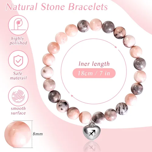 Vista 3 de CowCity Pulsera de Capricornio, regalos del zodiaco, pulseras de cuentas de piedra natural, Capricornio, Acuario, Escorpio, Leo, Piscis, Aries