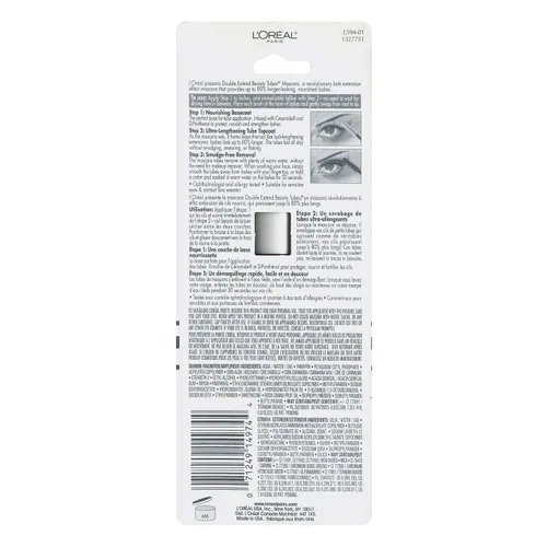 Vista 5 de L'Oreal Double Extend Beauty Tube Technology Lash Extension Effect Mascara, negro [570], 1 unidad (paquete de 12)