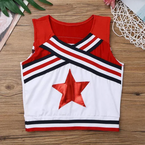 Vista 5 de iEFiEL Disfraz de animadora para niñas pequeñas, uniforme de cosplay con falda plisada