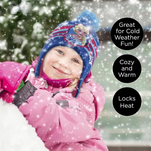 Vista 2 de Disney Conjunto de gorro de invierno y guantes para niñas, Elsa y Anna para edades de 4 a 7 años