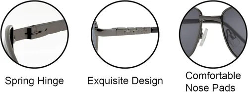 Vista 6 de Fashion Eyelinks Gafas de sol polarizadas con marco de metal rectangular ancho para hombres grandes extra grandes