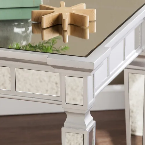 Vista 7 de SEI Furniture - Glenview Glam Mesa auxiliar cuadrada con espejo - Plata mate - Diseño de transición - Ideal para sala de estar, dormitorio (CK3632)