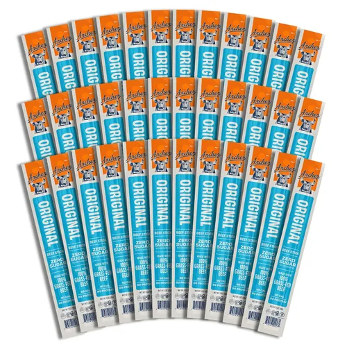 Vista 6 de Archer Classic Beef Sticks – Palitos de carne alimentada con pasto envueltos individualmente, paquetes de bocadillos de cecina a granel, sin gluten