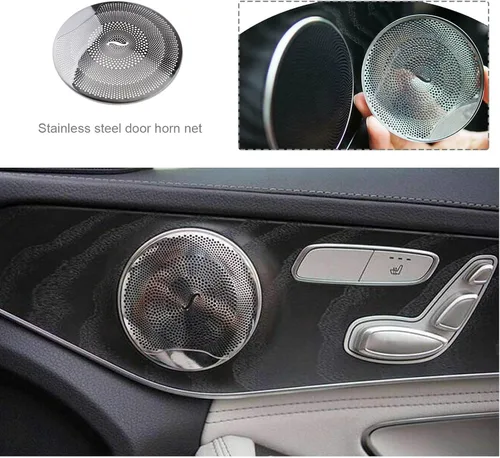 Vista 2 de 4 piezas de cubierta de altavoz de audio para automóvil, ajuste de altavoz de puerta, compatible con Mercedes-Benz E/C/GLC Clase W213 W205