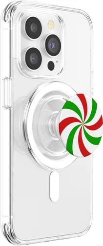 Vista 3 de PopSockets MagSafe PopGrip de bastón de caramelo de menta rojo, blanco y verde para iPhone