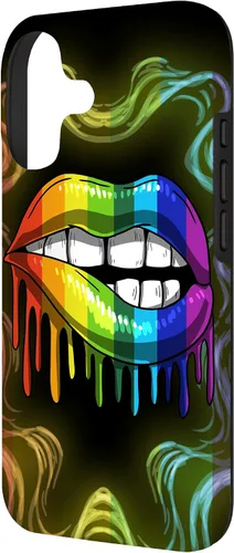 Vista 2 de Rainbow Lip Drip Lesbiana Gay Pride Bisexual Transgénero LGBT Funda para iPhone 17