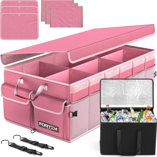 Vista 23 de FORTEM Organizador de maletero para SUV, organizador de maletero de automóvil, almacenamiento plegable, accesorios de coche para mujeres y hombres
