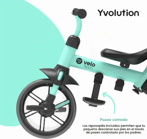 Vista 3 de Yvolution Y Velo Flippa - Triciclo convertible a bicicleta de balance 4 en 1 para pequeños de 2 a 5 años Verde