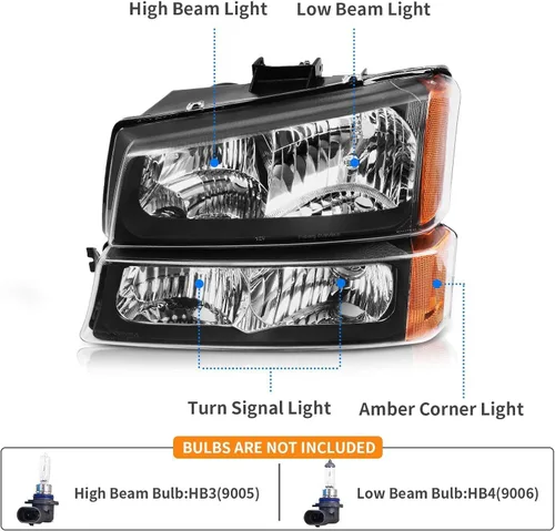 Vista 3 de DWVO Faros delanteros compatibles con Chevy Silverado 1500 1500 HD/2003-2004 Silverado 2500/2003-2006 Silverado 2500HD 3500/2003-2006 Avalanche 1500