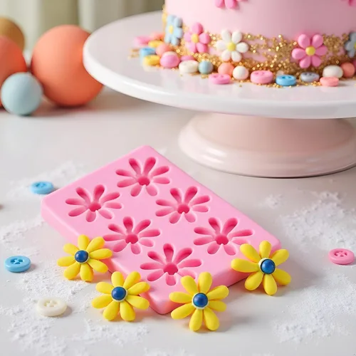 Vista 3 de Moldes de caramelo, Daisy Kitchen Cake Baking Decoración, Galletas Chocolate Molde de Arcilla Herramienta Daisy Series Molde de Silicona Flor Molde
