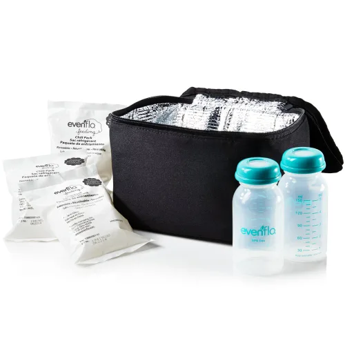 Vista 4 de Evenflo Feeding Accesorios de bombeo negro para lactancia materna – con biberones, bolsas y adaptadores de extractor de leche