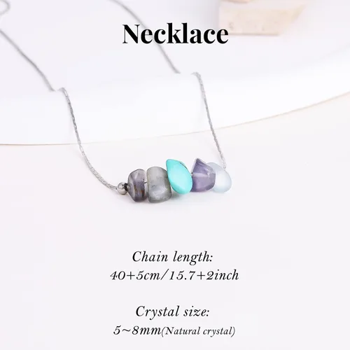 Vista 6 de MJartoria Natural Stone Zodiac Sign Choker Necklace and Bracelet for Women Horoscope Healing Stone Astrology Jewelry Set Birthday Gifts Silvery