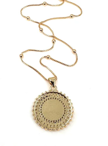 Vista 7 de LESLIE BOULES Medalla de San Benito 18K chapado en oro delicado collar de 18 pulgadas de longitud, Cristal