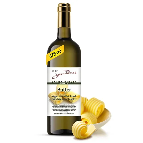 Vista 9 de Chef Jean Pierre's Butter Aceite de oliva – Infundido de forma natural, botella de vidrio de 25 onzas – Eleva tus platos con una ráfaga