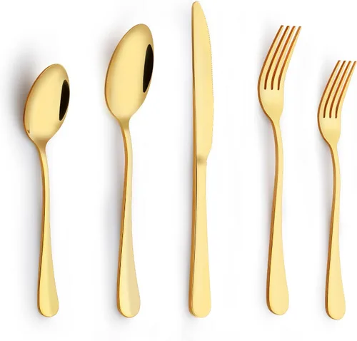 Vista 10 de Juego de 12 cucharas y tenedores, cubiertos de acero inoxidable de grado alimenticio, 6 tenedores (6.8 pulgadas) y 6 cucharas (6.6 pulgadas), juego