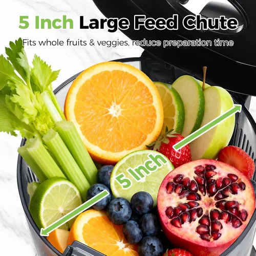Vista 3 de Exprimidor de prensa en frío, máquina de jugo de canal de alimentación de 5 pulgadas de ancho, máquina exprimidora OSTBA para verduras y frutas