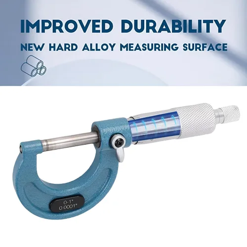 Vista 8 de Outside Micrometer 0-1 in, 0.0001 in Graduation with Box Tungsten Carbide Anvil, Ratchet Handle, Accuracy 0.0001 In, Diameter Thickness Measurement