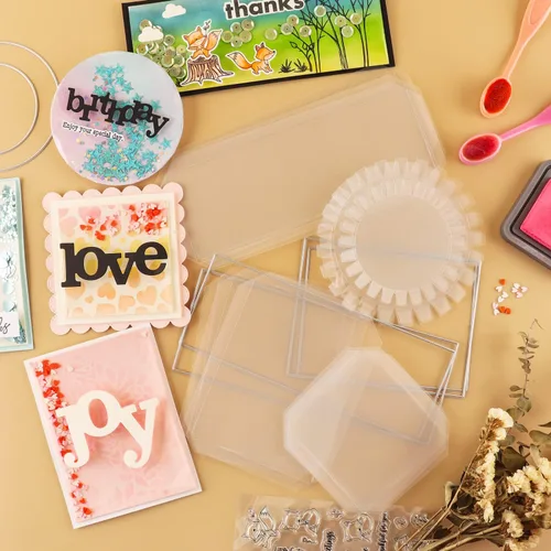 Vista 5 de Paquete de 10 fundas planas para coctelera para hacer tarjetas, 3 x 8 pulgadas, cubiertas planas delgadas para coctelera de plástico transparente