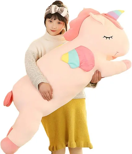 Vista 7 de Animales de peluche de unicornio, almohada suave de unicornio para abrazar, regalo para niños (rosa, 12 pulgadas)