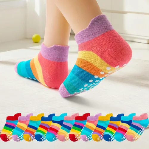 Vista 36 de Calcetines tobilleros antideslizantes para bebé, paquete de 12 para niños y niñas, calcetines de algodón para bebés Animal1