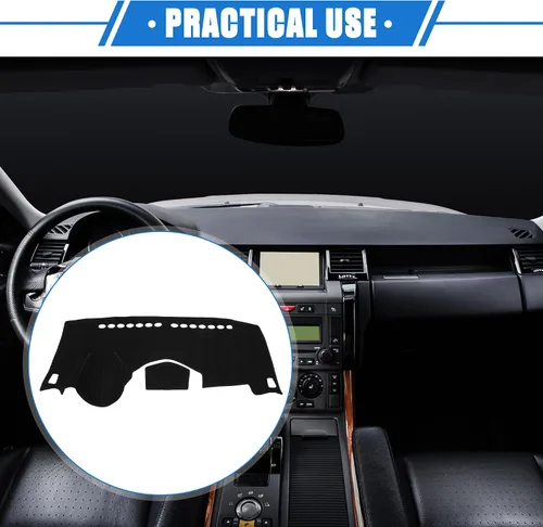 Vista 2 de Cubierta de tablero de instrumentos compatible con Chevy Trax 2014-2016, poliéster duradero negro cubierta delantera