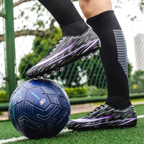 Vista 6 de WILTENA Zapatos de fútbol de moda para mujer, botas de fútbol para hombre, zapatos deportivos de entrenamiento para niñas y niños
