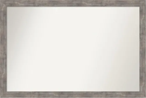 Vista 275 de Amanti Art Silver Bathroom Mirror for Over Sink, 26x45 Custom Made Marred Pewter Rectangle Vanity Mirror, Oversize Casual Wood Frame, Hangs Estaño