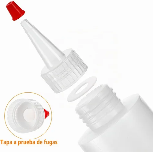 Vista 3 de Bekith Paquete de 30 botellas pequeñas de plástico para condimentos con tapa de punta roja, botella de chorro de 4 onzas para ketchup, barbacoa