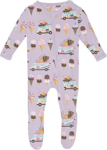 Vista 73 de KicKee Baby & Toddler - Pijama de viscosa ultrasuave de bambú con patas abatibles y puños